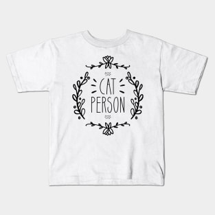 Cat Person | Ornate | Black Kids T-Shirt